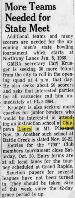 Chippewa Lanes - Oct 20 1965 Article (newer photo)